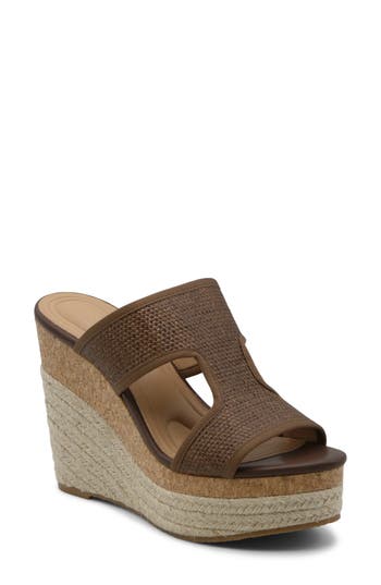 Adrienne Vittadini Casia Wedge Sandal In Dark Brown
