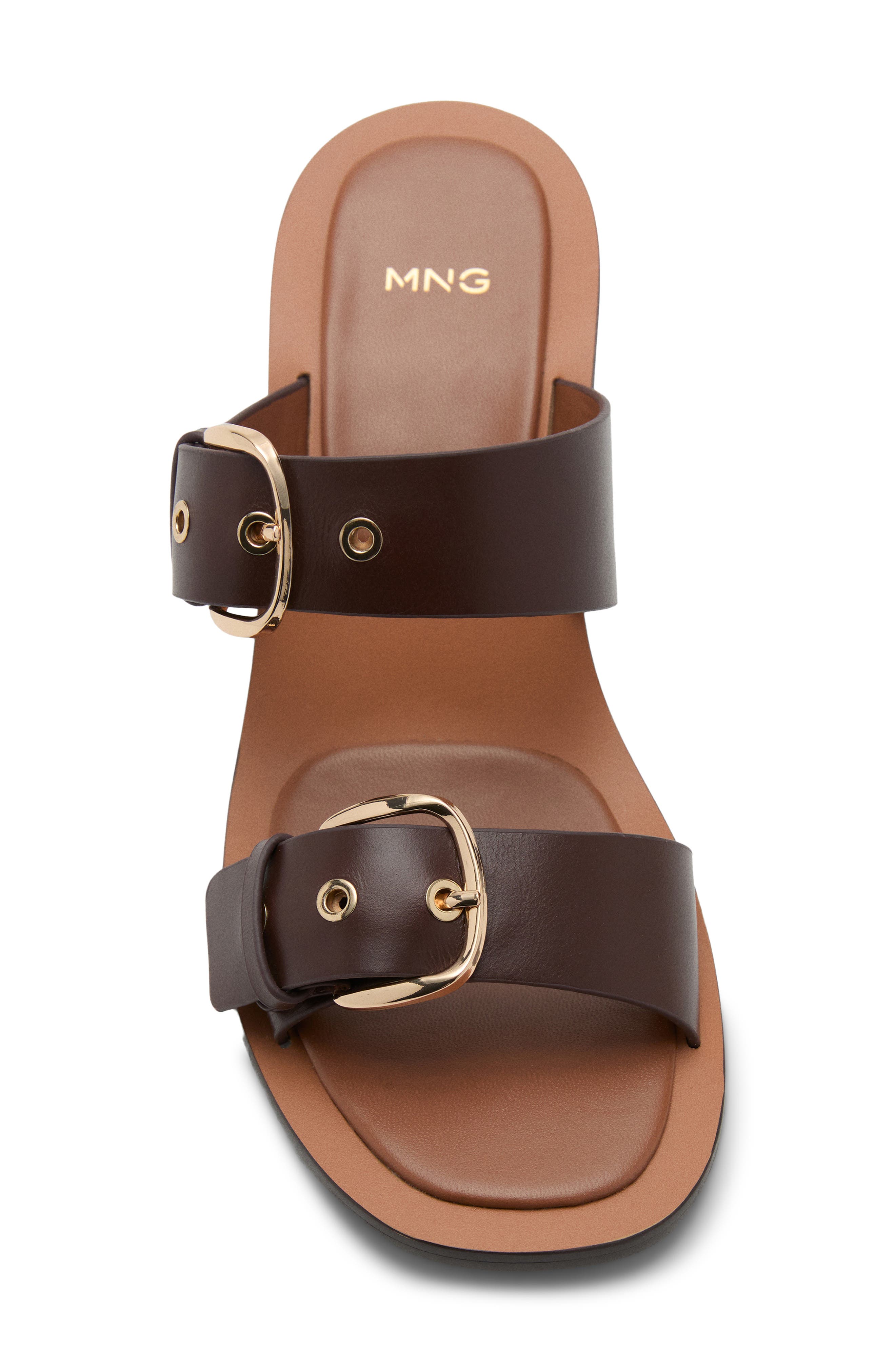 Amy Buckle Strap Slide Sandal, Alternate, color, BROWN
