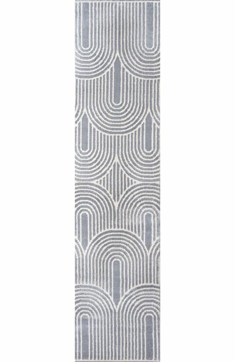 Ariana MidCentury Art Deco Striped Arches Two-Tone High-Low Area Rug