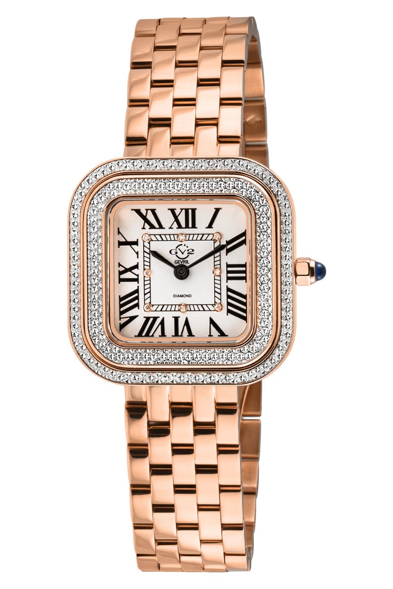 Bellagio Diamond Swiss Bracelet Watch, 30mm, Main, color, ROSE GOLD