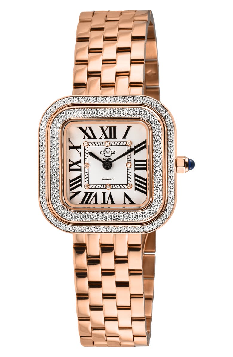 GV2 Bellagio Diamond Swiss Bracelet Watch, 30mm, Main, color, Rose Gold