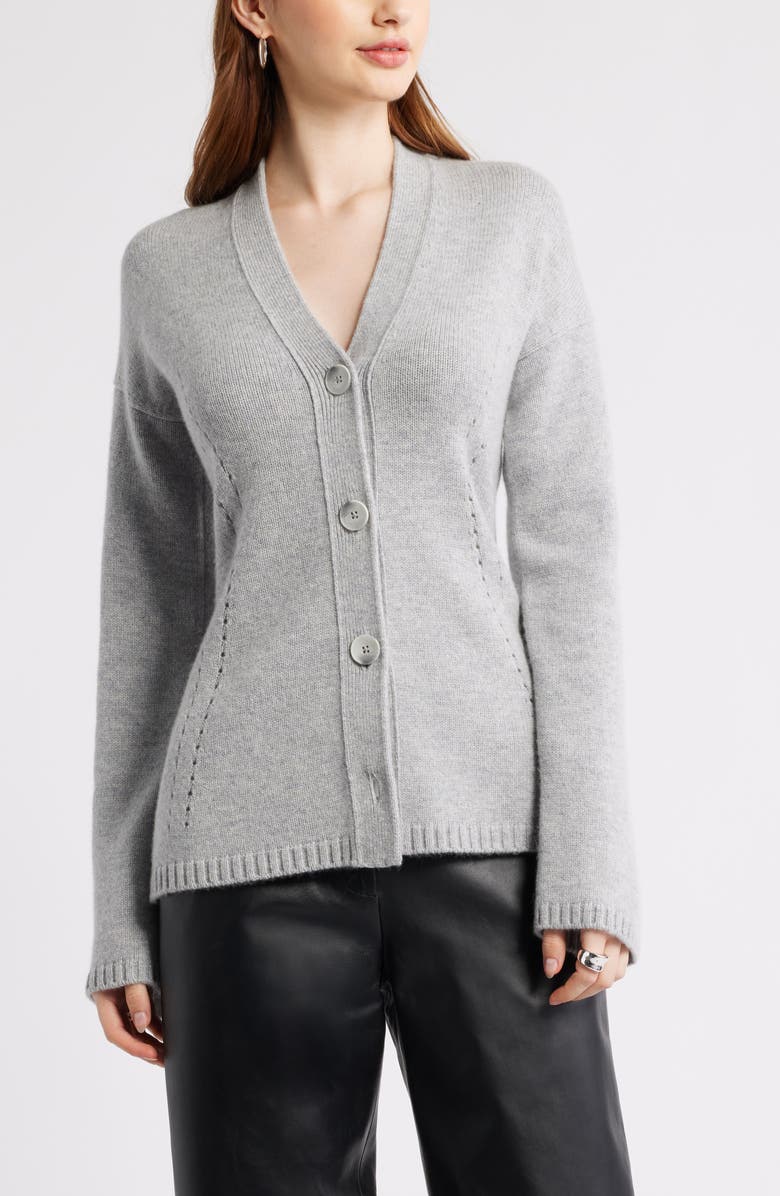 Nordstrom Wool & Cashmere Cardigan, Main, color, Grey Silk Heather