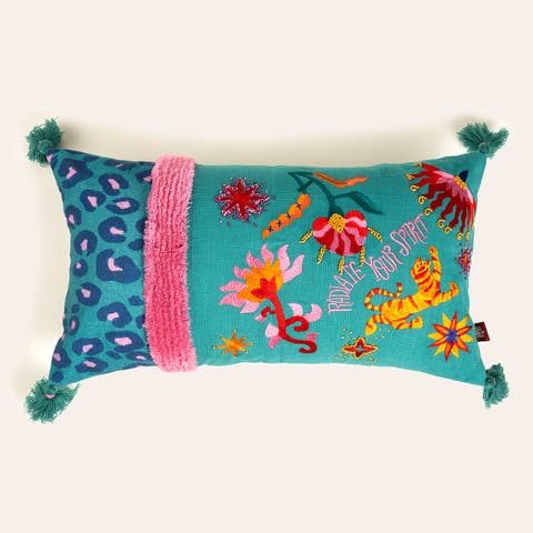 Ghuni Fringed Tasseled Embroidered 100% Cotton Home Accent