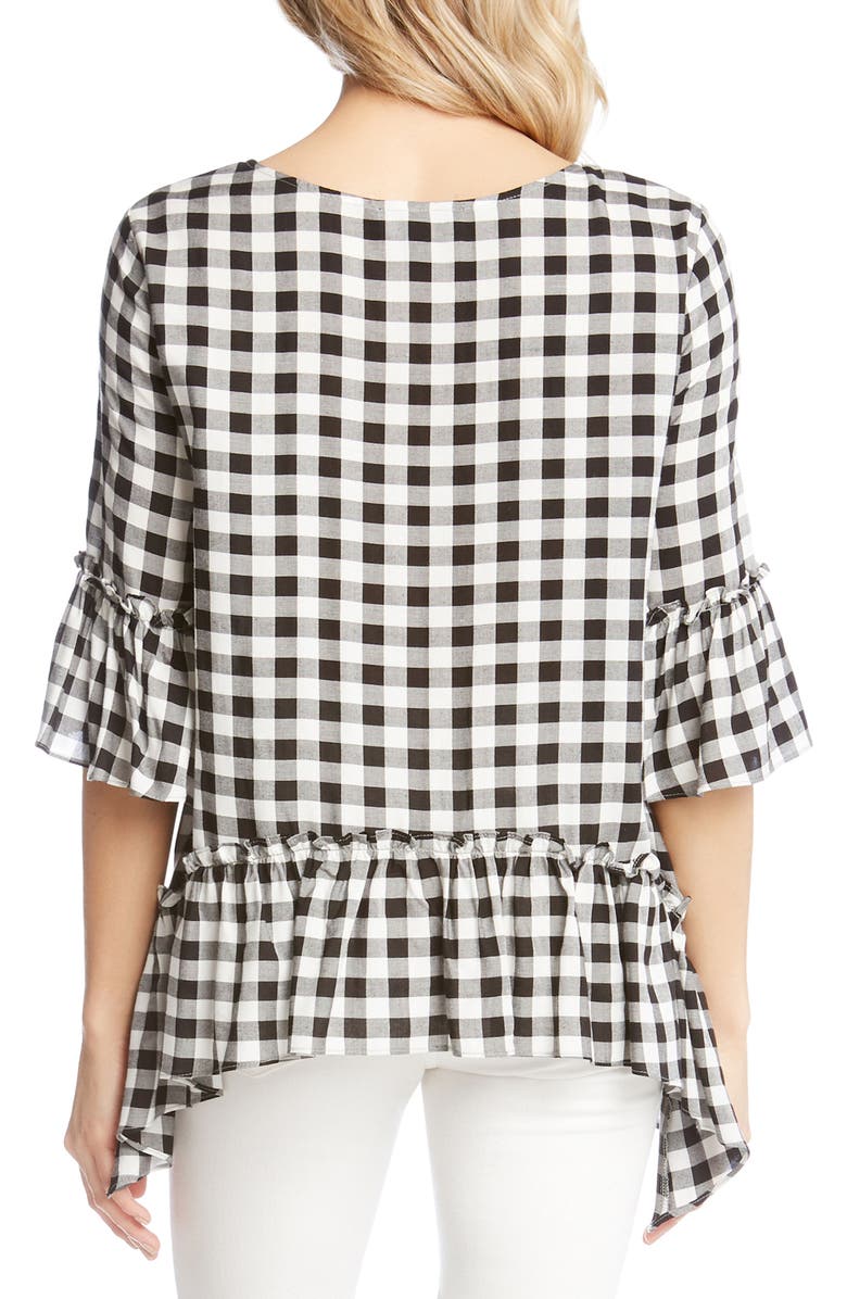 Karen Kane Gingham Check Ruffle Hem Top, Alternate, color, 