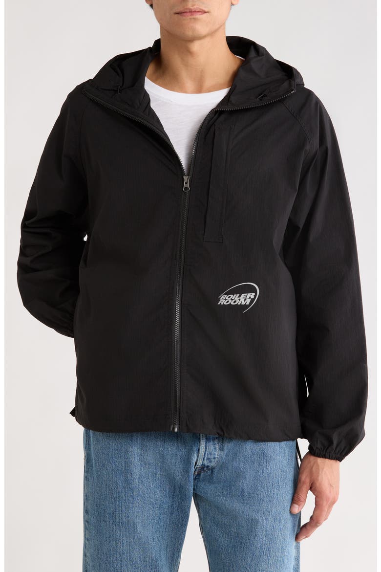 Packable Stretch Nylon Windbreaker, Alternate, color, BLACK