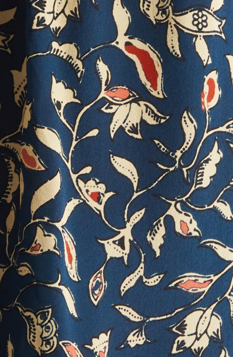 Ulla Johnson Adoni Floral Silk Split Neck Top, Alternate, color, Midnight Garden