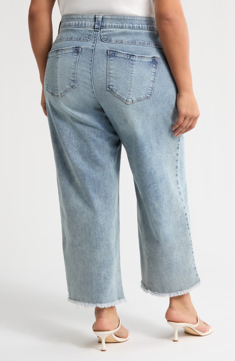 Wit & Wisdom Wyatt Skyrise Frayed High Waist Ankle Wide Leg Jeans, Alternate, color, Light Blue Artisanal