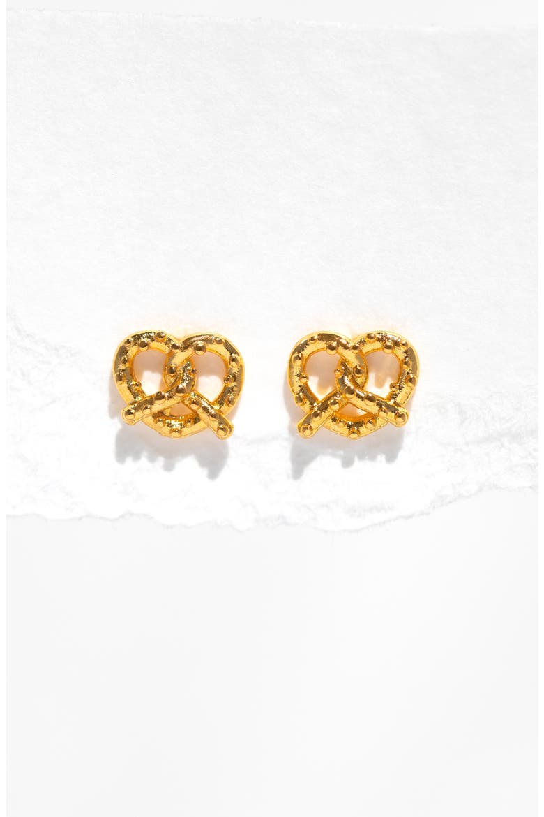 Knot Your Average Pretzel Stud Earrings, Alternate, color, GOLD