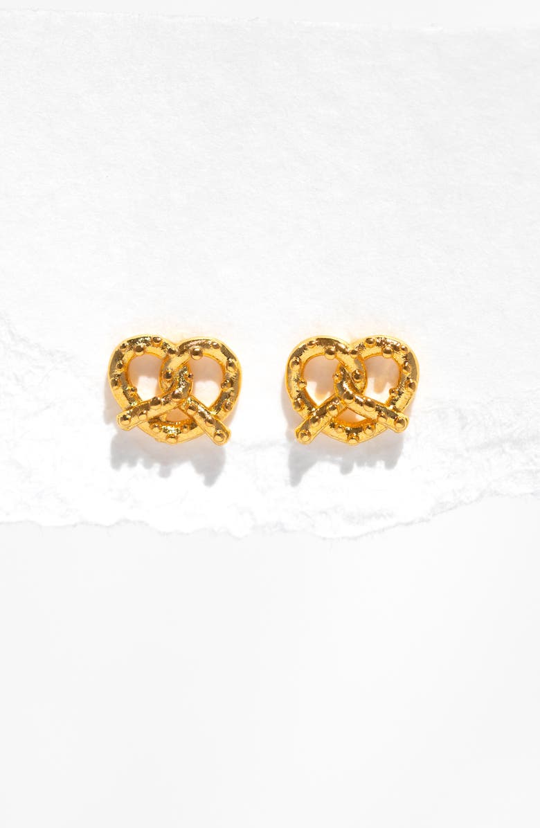 Girls Crew Knot Your Average Pretzel Stud Earrings, Alternate, color, Gold