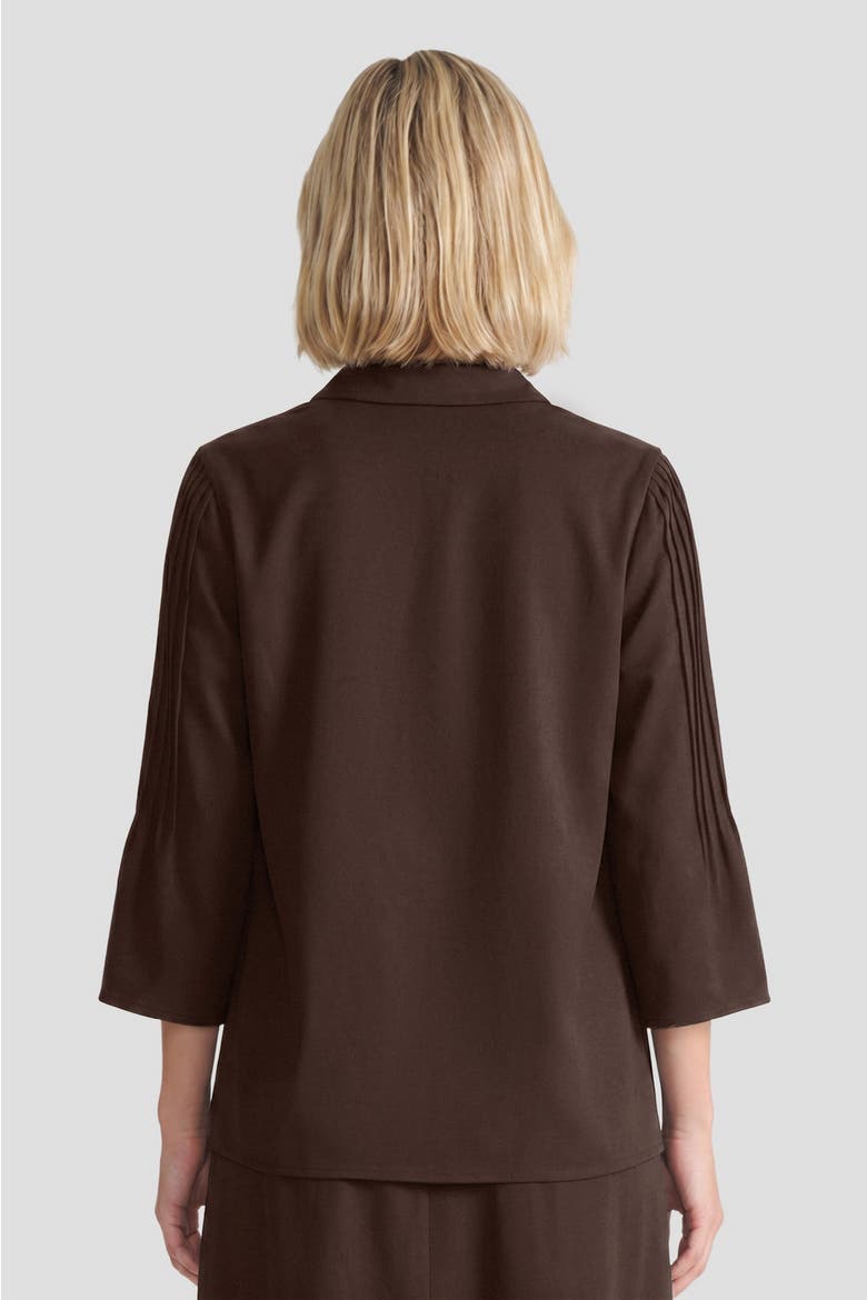 Flare Sleeve Faux Suede Blouse, Alternate, color, Dark Umber