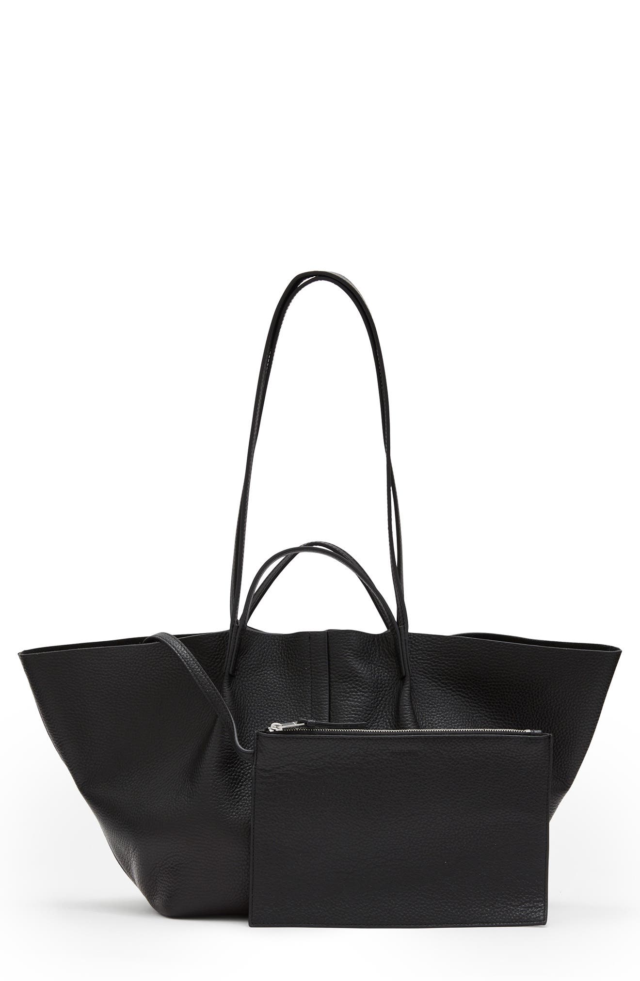 AllSaints Odette East/West Leather Tote, Main, color, 