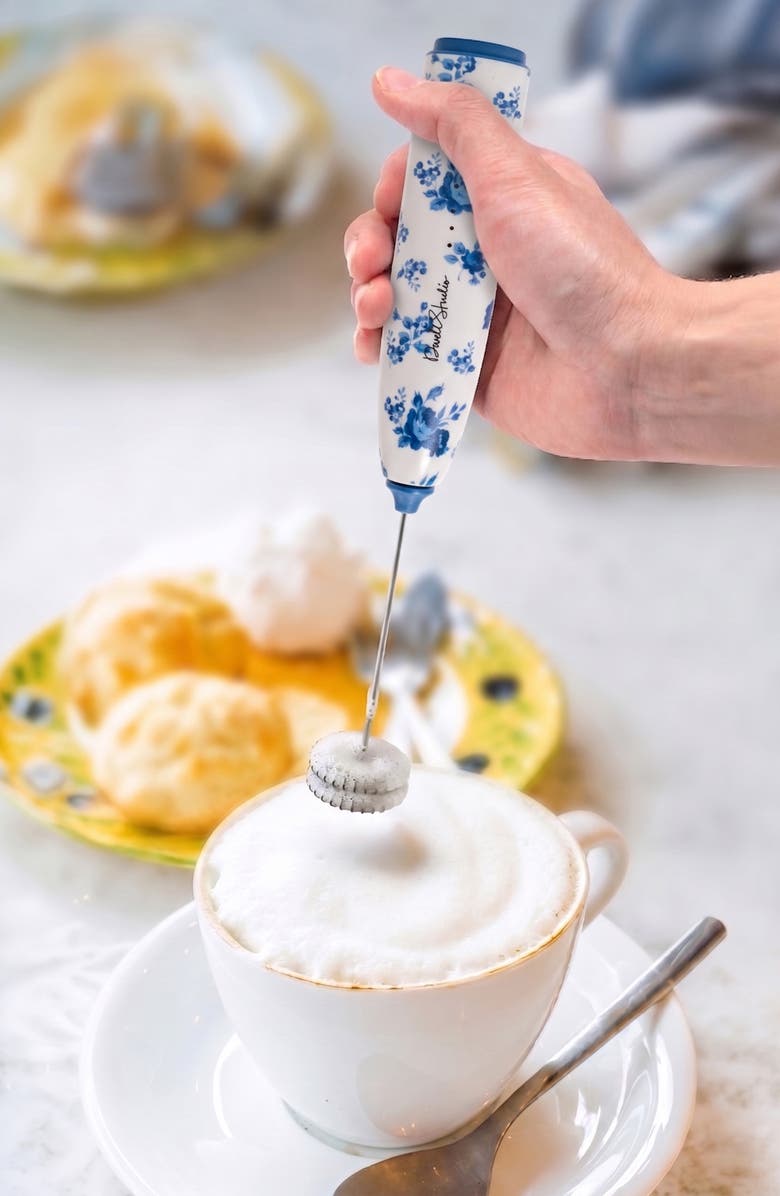 Dwell Studio Printed Milk Frother Set, Alternate, color, Blue Floral Print