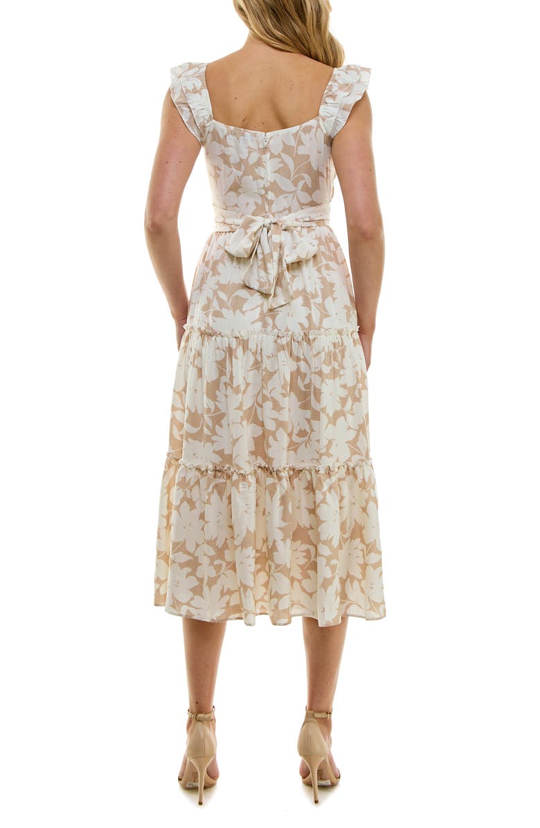 Row A Floral Flutter Sleeve Midi Dress, Alternate, color, 