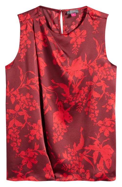 Vince Camuto Pleated Sleeveless Satin Top In Burgundy