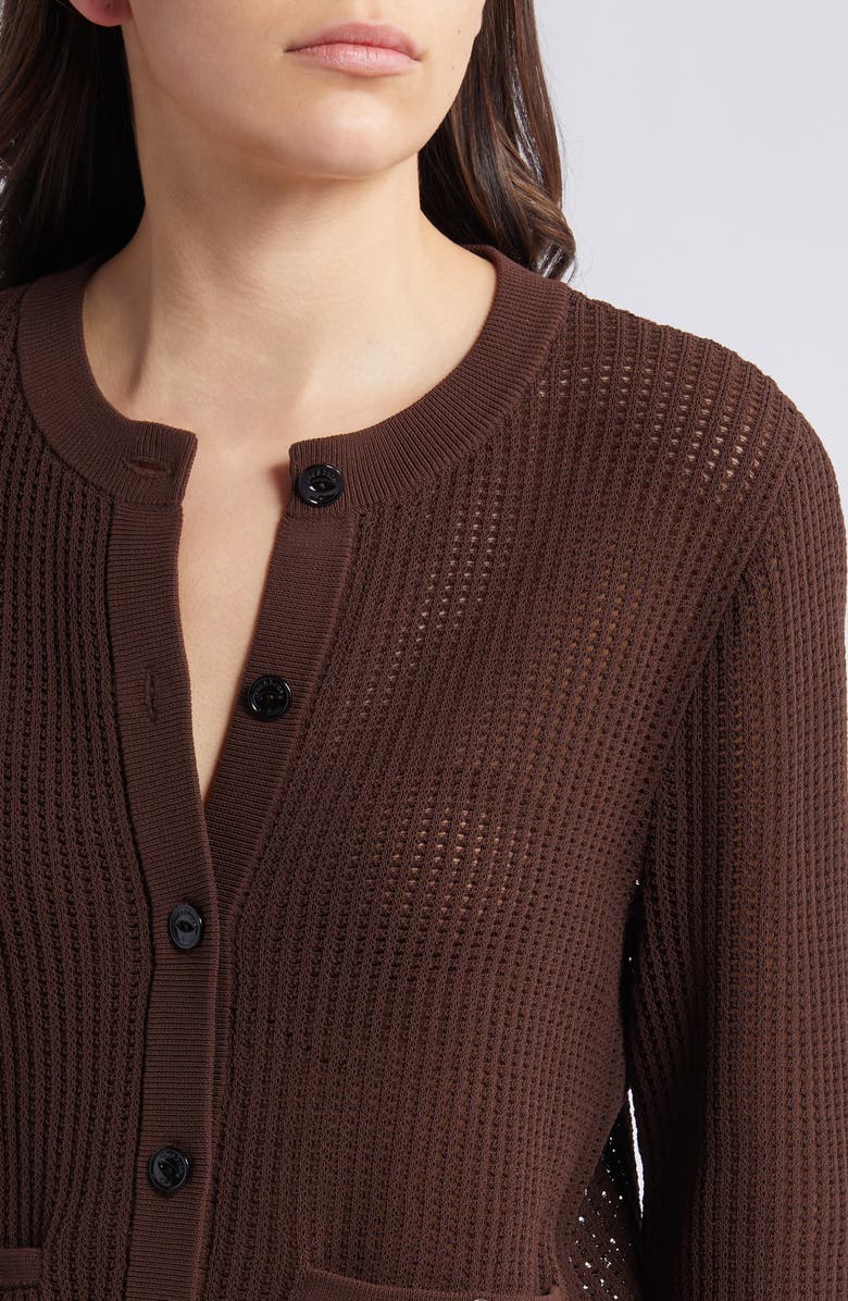 rag & bone Viola Open Stitch Cardigan, Alternate, color, Chocolate