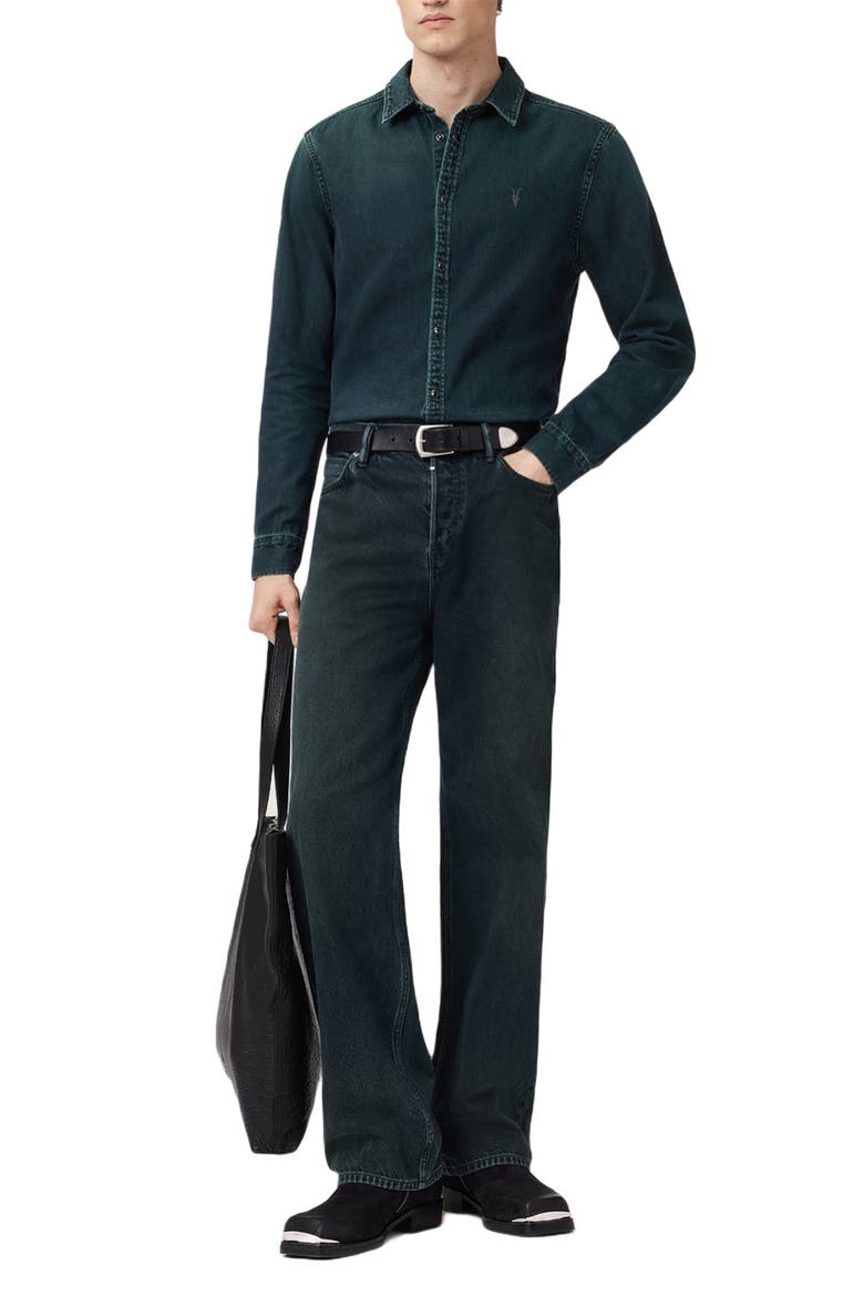Gleason Cotton Denim Snap-Up Shirt, Alternate, color, PHANTOM BLUE