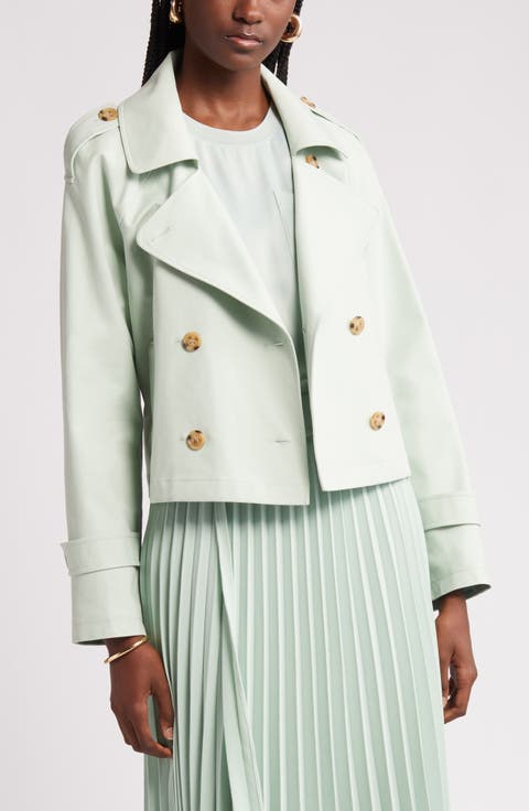Crop Stretch Cotton Trench Coat