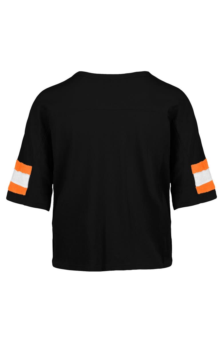 '47 Women's '47 Black Cincinnati Bengals Double Header Scout Cropped V-Neck T-Shirt, Alternate, color, Black