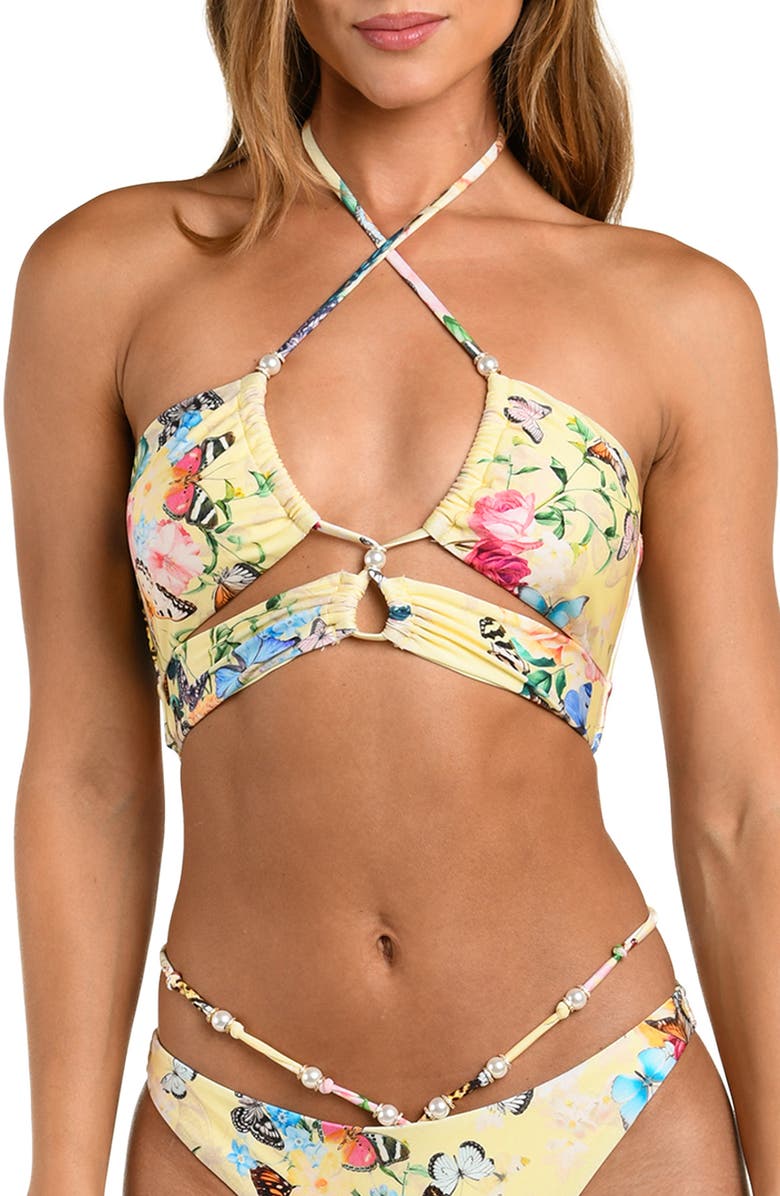 L'AGENCE Sirena Garden Butter Bikini Top, Alternate, color, Yellow Multi