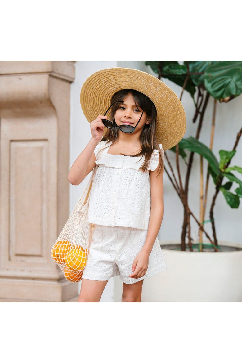 Kids' Organic Eyelet Tank and Short Set, Alternate, color, Natural Eyelet