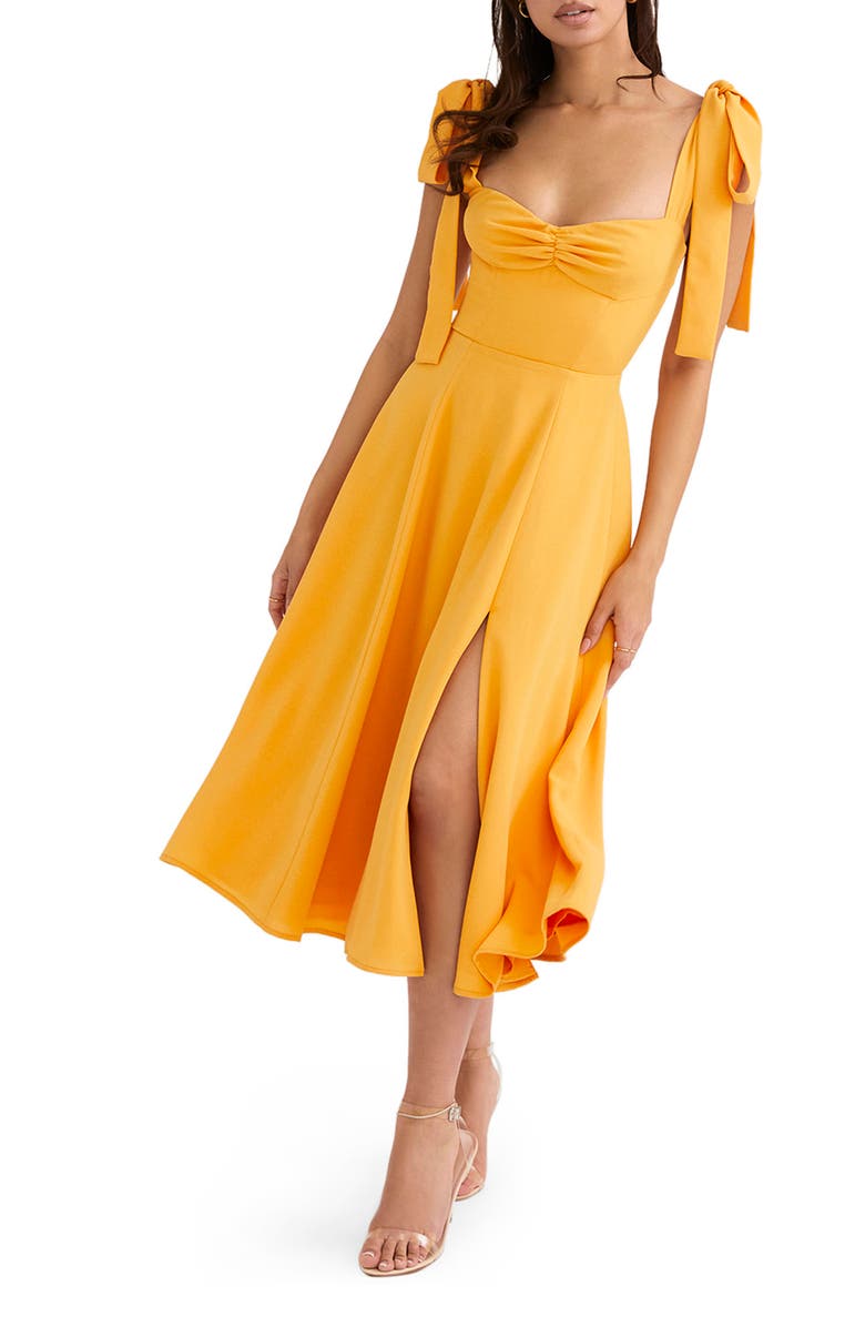 HOUSE OF CB Alicia Floral Midi Dress, Main, color, Tangerine