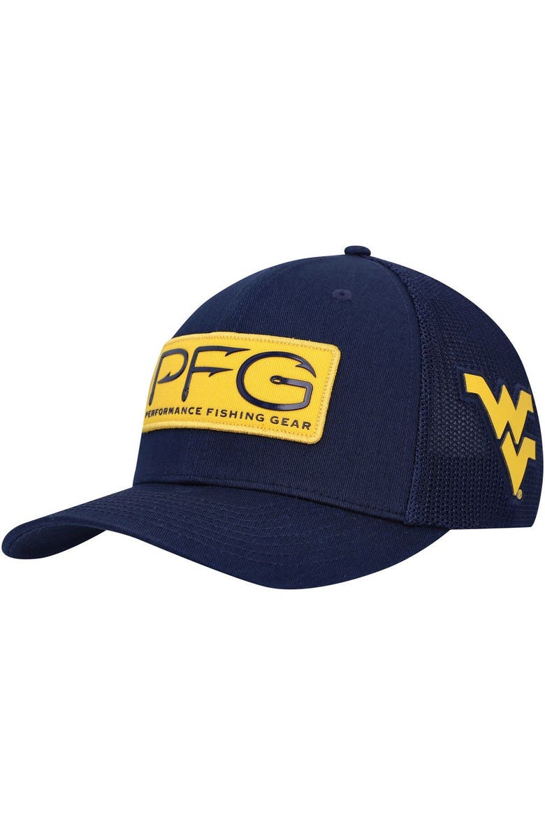 Columbia Men's Columbia Navy West Virginia Mountaineers PFG Hooks Flex Hat, Main, color, 