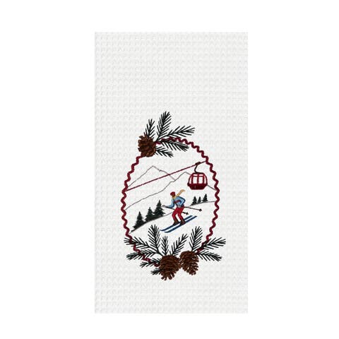 Ski Slope and Gondola Winter Sports with Pine Cones Towel