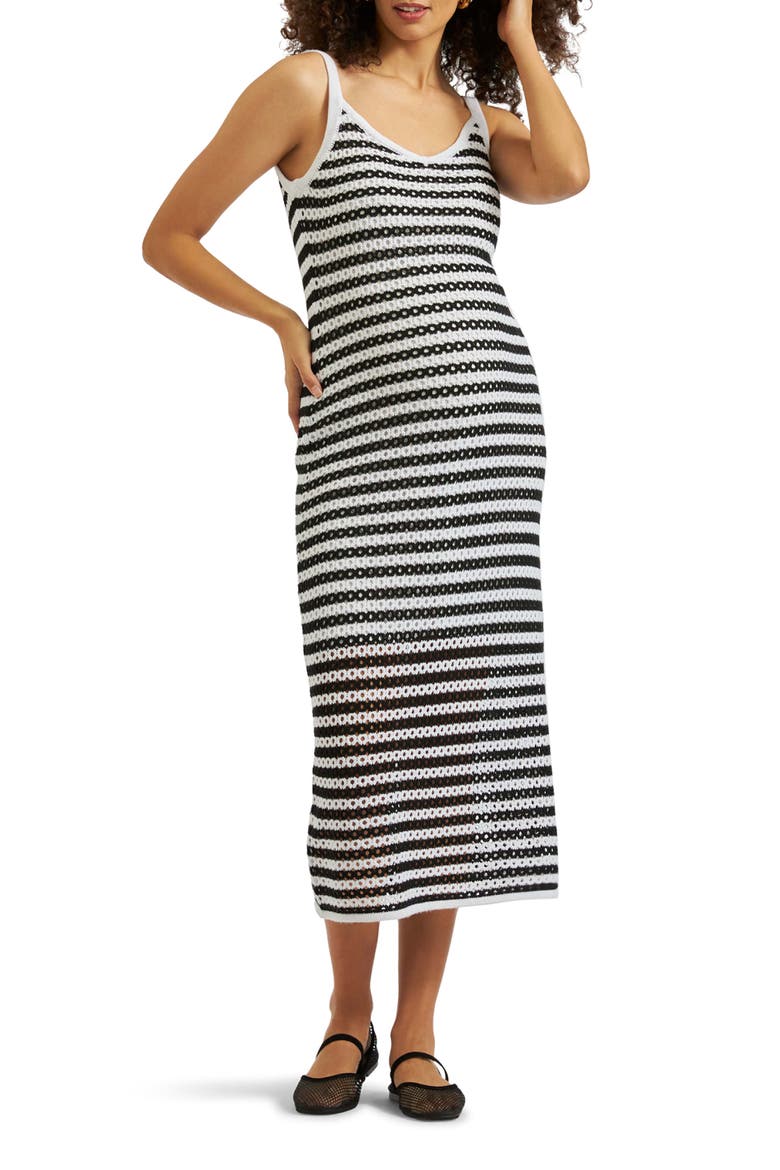 Diana Crochet Dress, Main, color, BLACK WHITE
