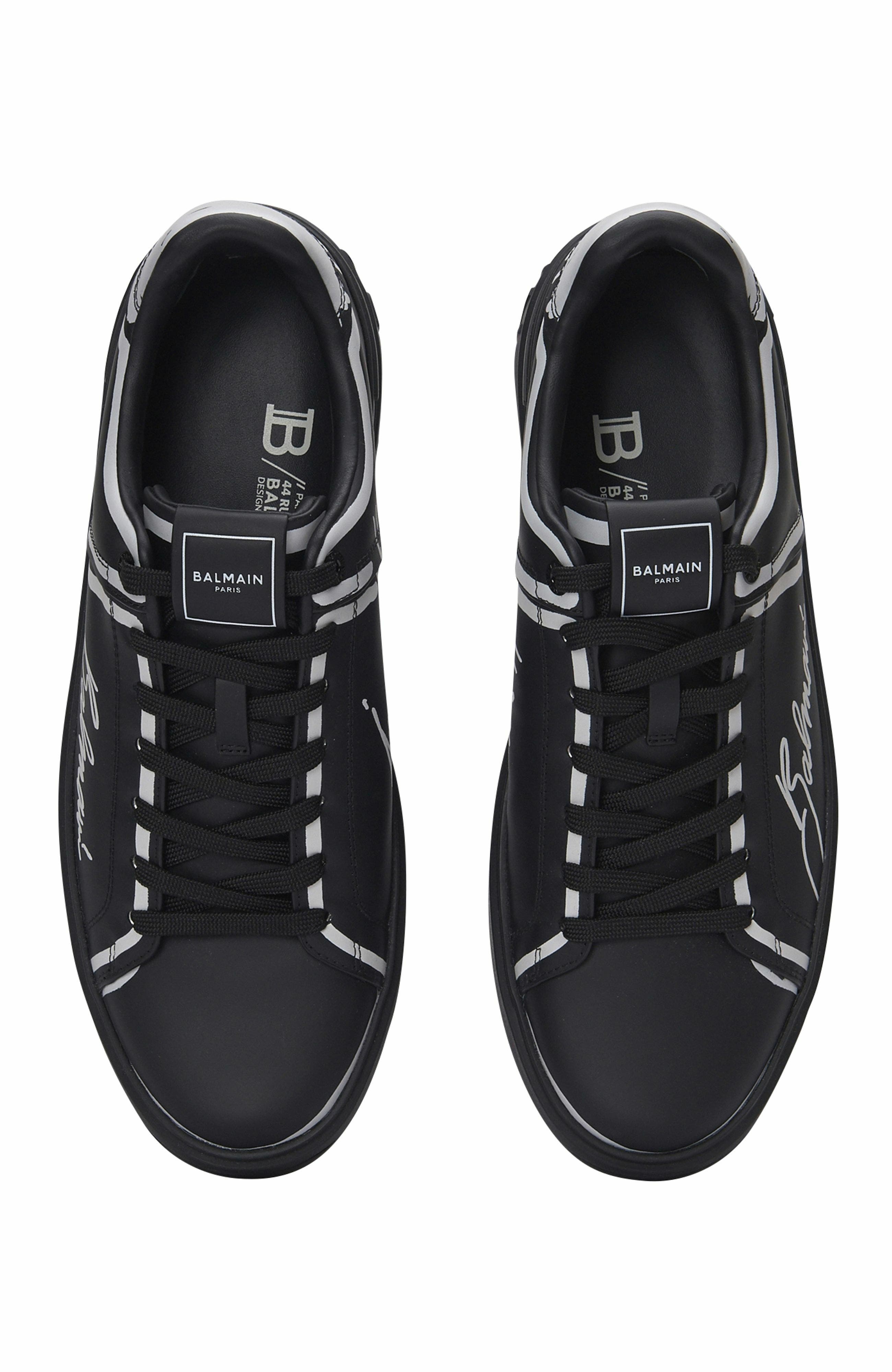 Balmain B-Court Printed Calfskin Trainers, Alternate, color, 