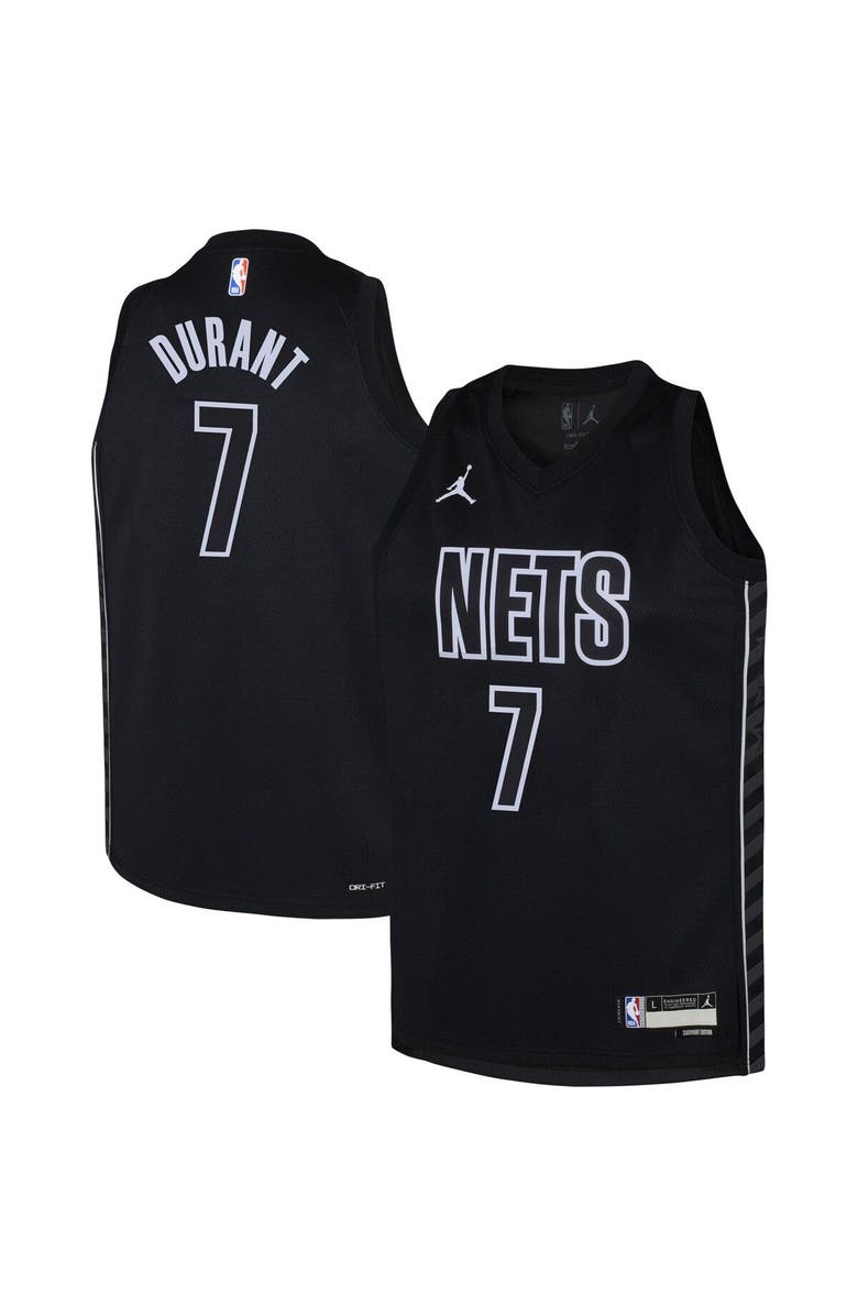 Jordan Brand Youth Jordan Brand Kevin Durant Black Brooklyn Nets Swingman Jersey - Statement Edition, Main, color, 
