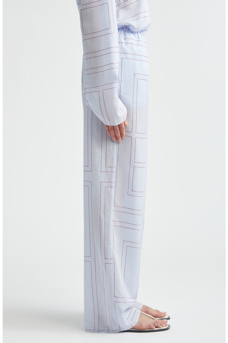 Monogram Embroidered Pull-On Pants, Alternate, color, SKY