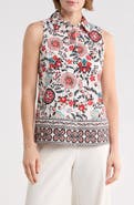 T Tahari Floral Sleeveless Button-Up Shirt