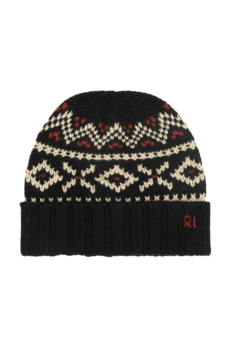 Holiday Pattern Beanie, Main, color, Black/Red/Cream