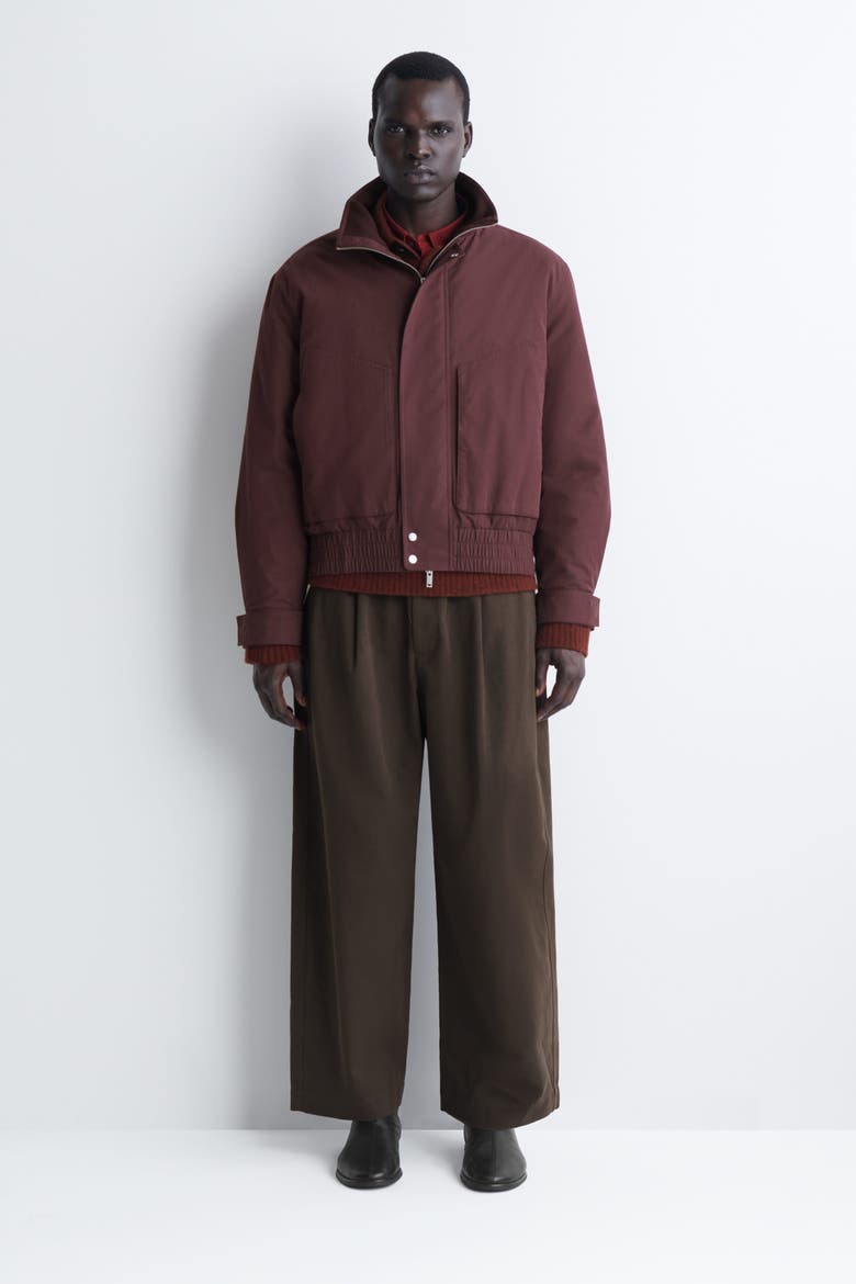 Padded Mock-Neck Bomber Jacket, Alternate, color, BURGUNDY