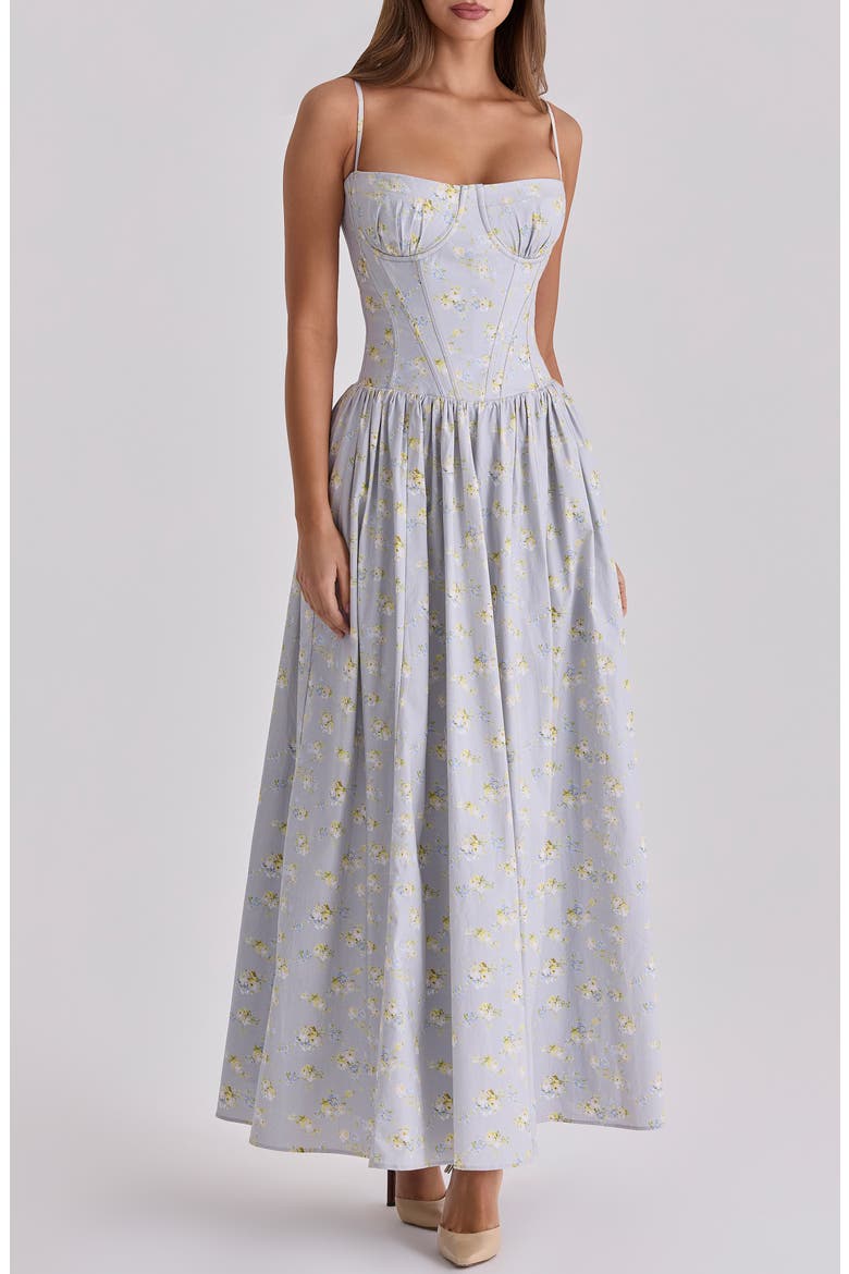 Rona Floral Print Maxi Sundress, Main, color, BLUE FLORAL