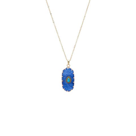 Turquoise Pear Natural Stone Pendant Necklace