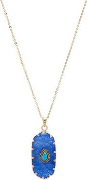 BY ADINA EDEN Turquoise Pear Natural Stone Pendant Necklace