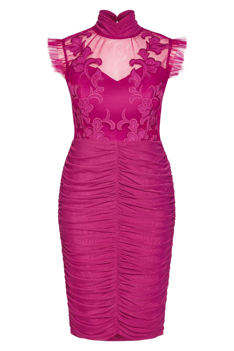 Celia Ruched Body-Con Dress, Alternate, color, MAGENTA