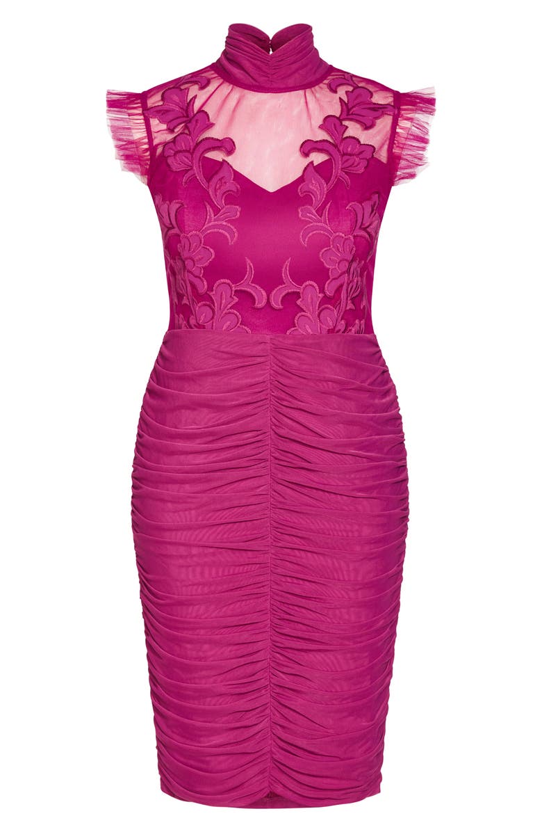 City Chic Celia Ruched Body-Con Dress, Alternate, color, Magenta