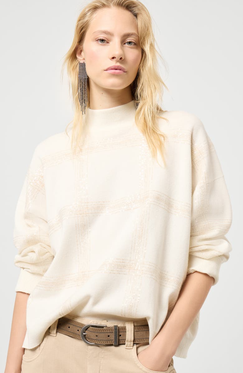 Brunello Cucinelli Sweater with Dazzling Embroidery, Alternate, color, Panama