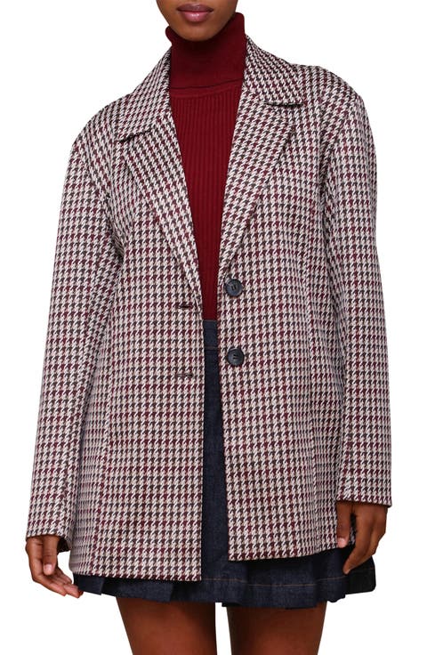 Houndstooth Knit Longline Blazer