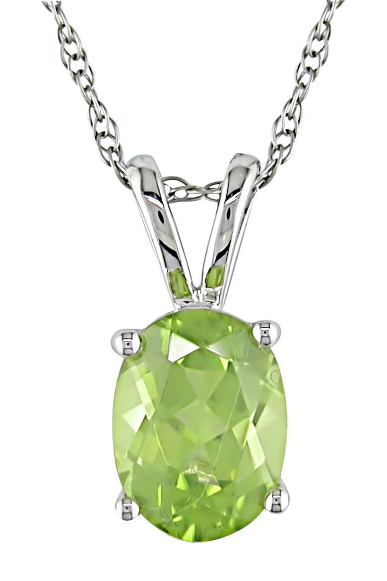 10K White Gold Oval Peridot Pendant Necklace, Main, color, GREEN