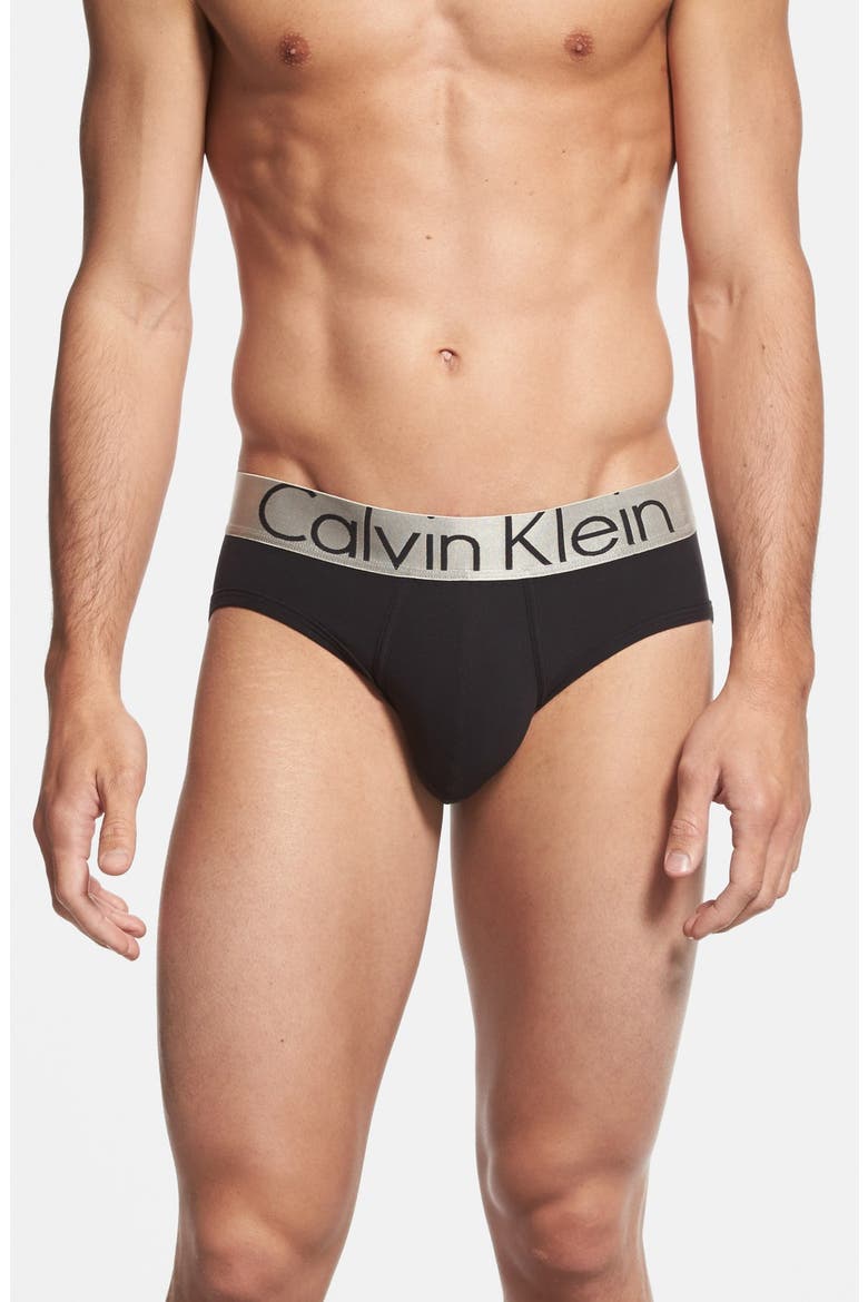 'Steel - U2715' Microfiber Hip Briefs, Main, color, BLACK