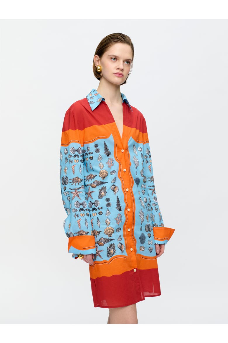 Charisse Printed shirt dress, Alternate, color, Orange / Blue