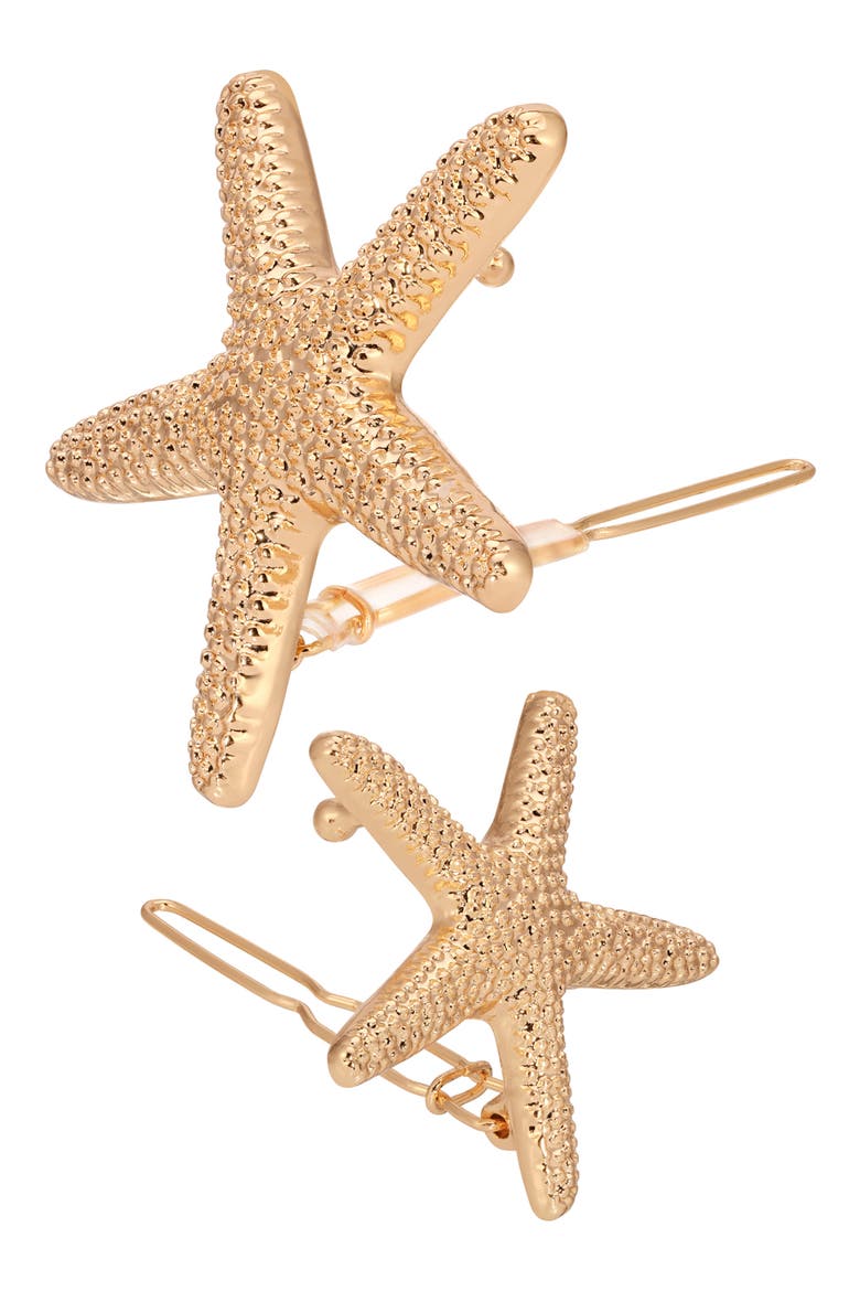 Beachcomber Set of 2 Barrettes, Alternate, color, GOLD