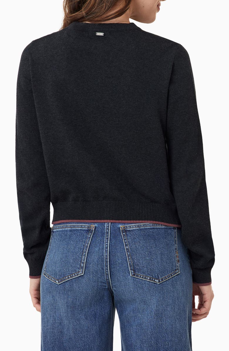 Scotch & Soda Floral Horseshoe Intarsia Crewneck Sweater, Alternate, color, Charcoal Grey Heather