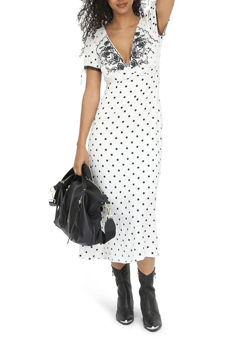 You and I Polka Dot Midi Dress, Alternate, color, BLACK/ WHITE