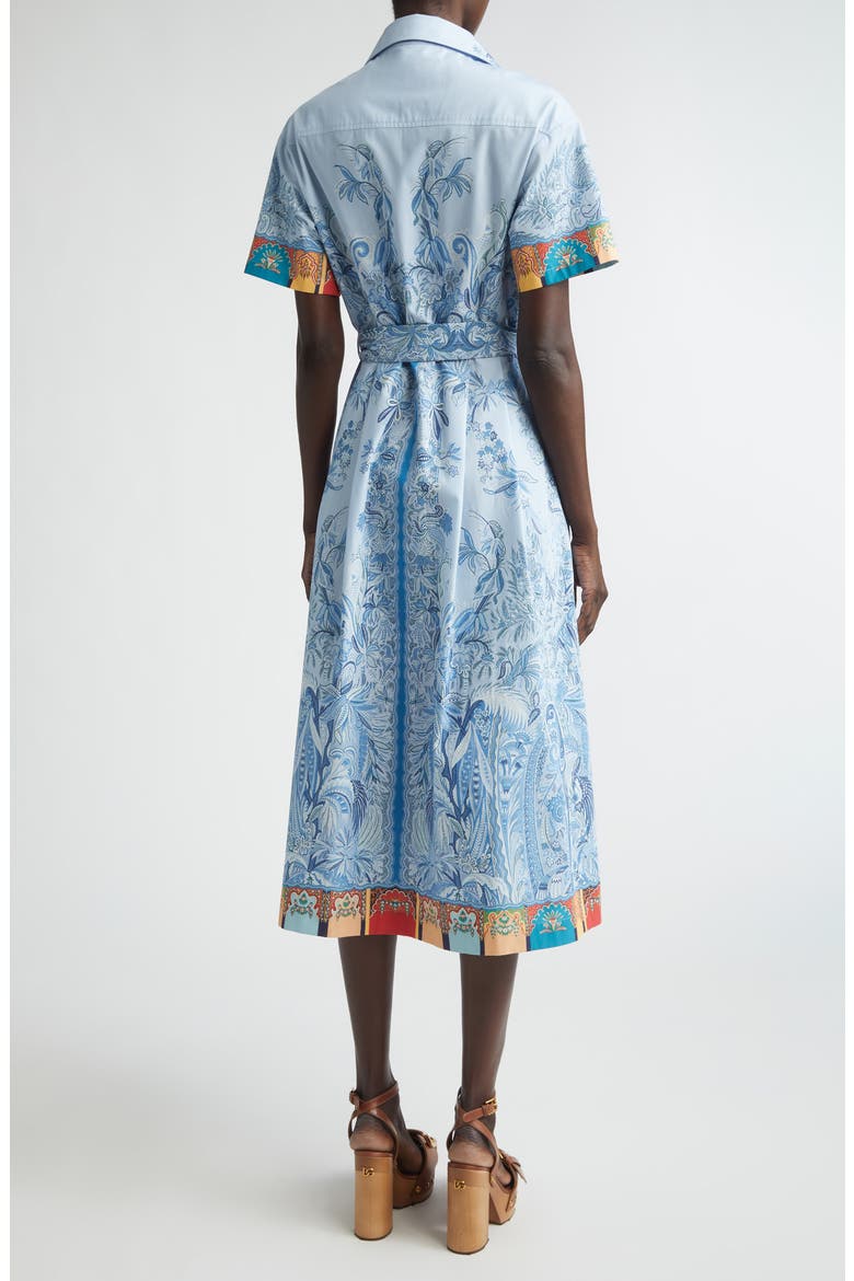 Short Sleeve Poplin Midi Shirtdress, Alternate, color, PRINT ON PALE BLUE BASE