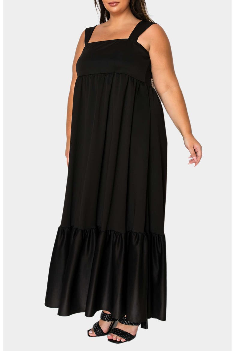 Angelika Ruffle Hem Sleeveless Maxi Dress, Alternate, color, BLACK