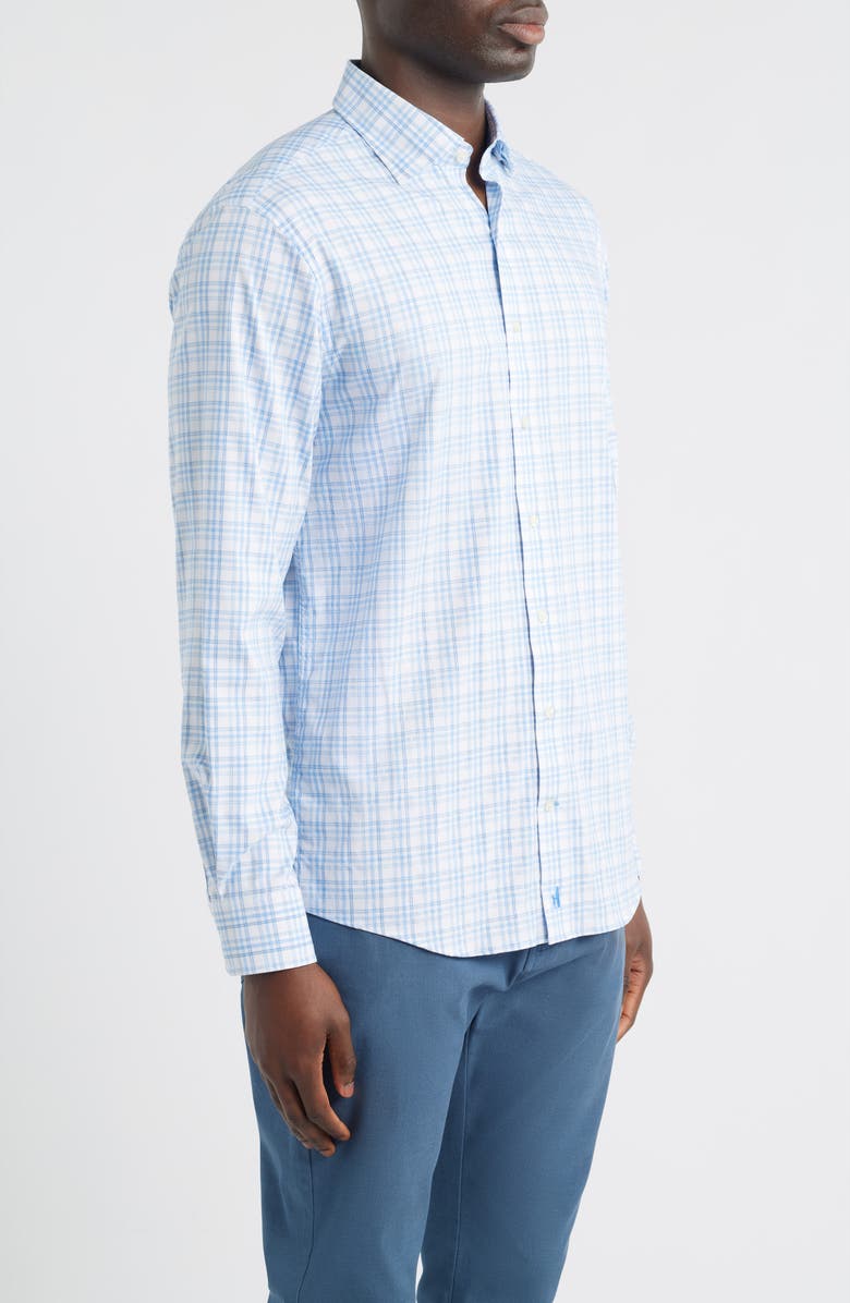 johnnie-O Rafael Everyday Performance Plaid Button-Up Shirt, Alternate, color, Wake